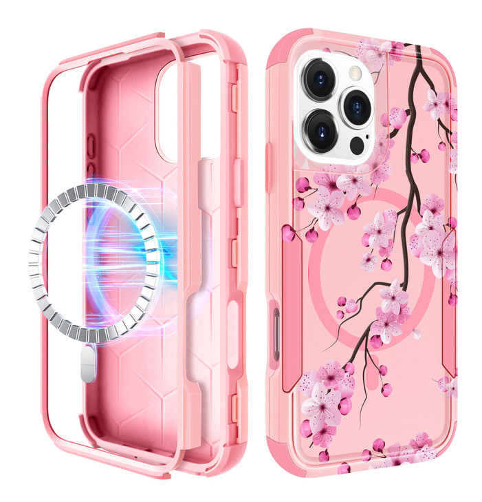 LISEVO for iPhone 16 Pro Max Case Compatible with MagSafe Women Girls Cute Magnetic Protective Phone Cover Flower Girly