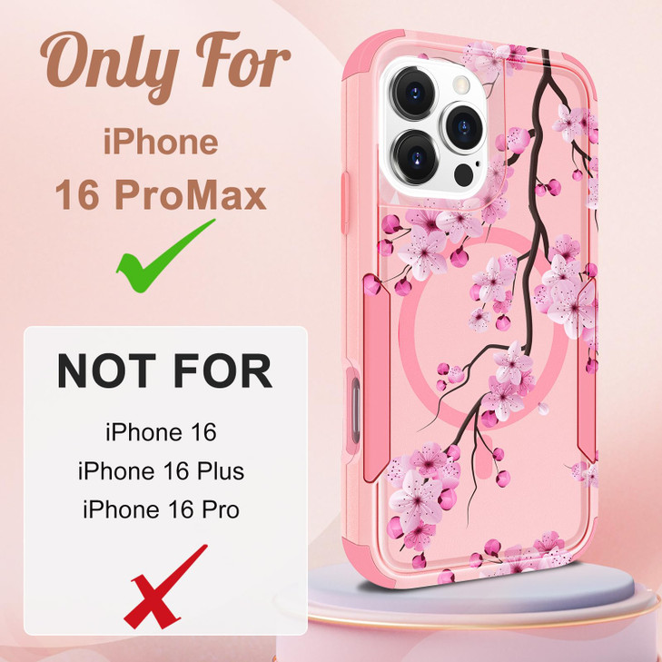 LISEVO for iPhone 16 Pro Max Case Compatible with MagSafe Women Girls Cute Magnetic Protective Phone Cover Flower Girly