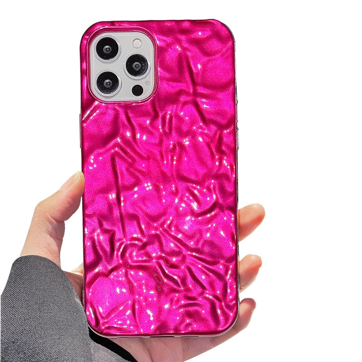 Losin Compatible with iPhone 16 Pro Max Glitter Case Luxury Cute 3D Tin Foil Pleated Phone Case for Women Girls Bling Pl