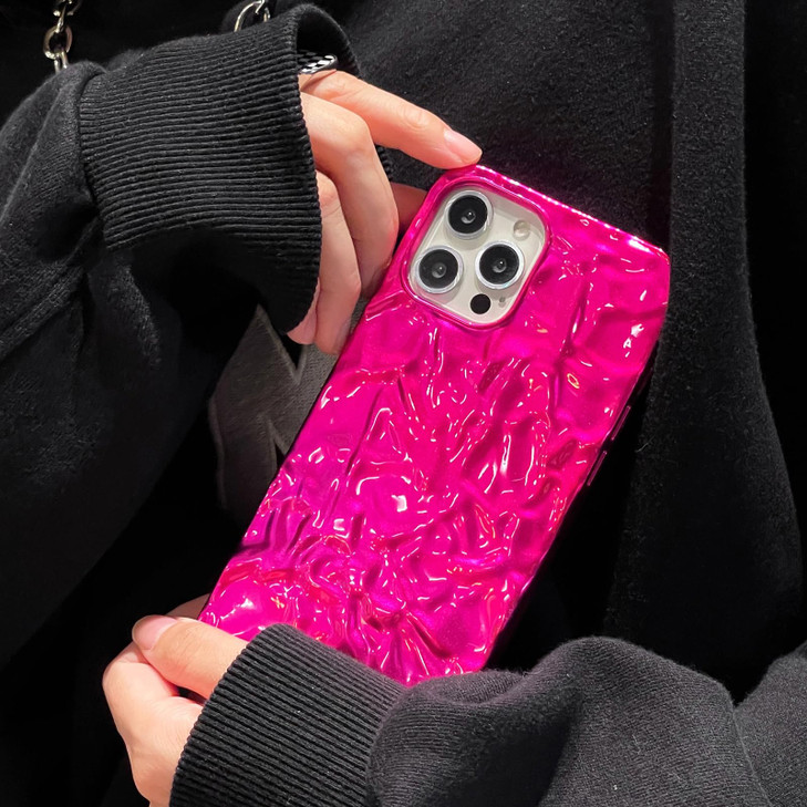 Losin Compatible with iPhone 16 Pro Max Glitter Case Luxury Cute 3D Tin Foil Pleated Phone Case for Women Girls Bling Pl