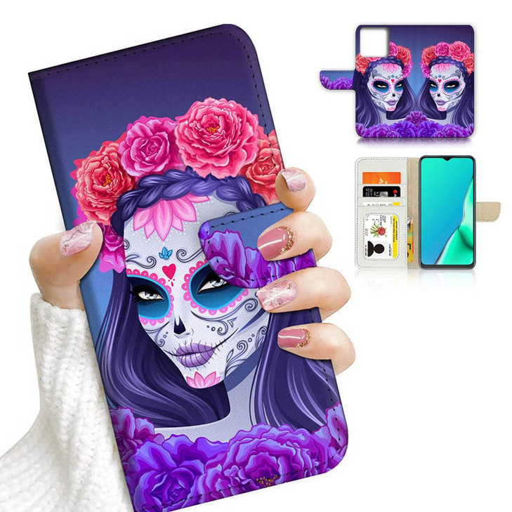 for iPhone 16 Pro Designed Flip Wallet Phone Case Cover A23251 Day of Dead Sugar Skull 23251
