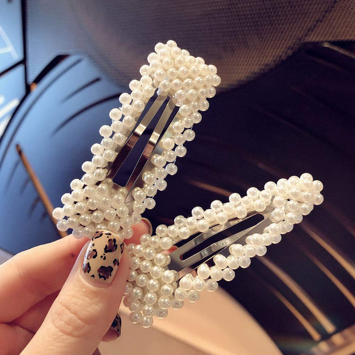 Numblartd 4Pcs Sweet Artificial Pearl BB Barrettes Hairgrip Hair Clips Pins - Women Handmade Fashion Alloy Hairpin Side Clamp Hair Accessories for We