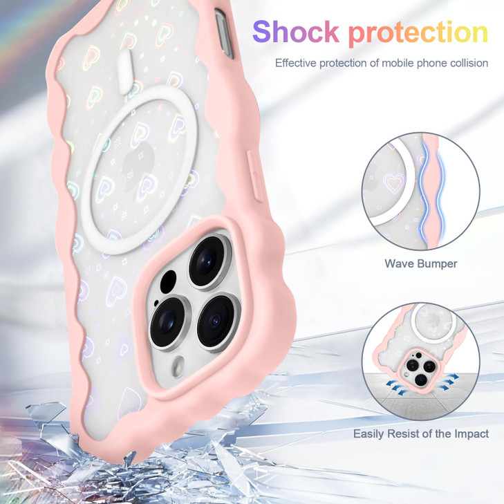 AIGOMARA for iPhone 16 Pro Max Case Compatible with MagSafe Distinct Cute Love Heart Pattern Design for Women Girl Wavy