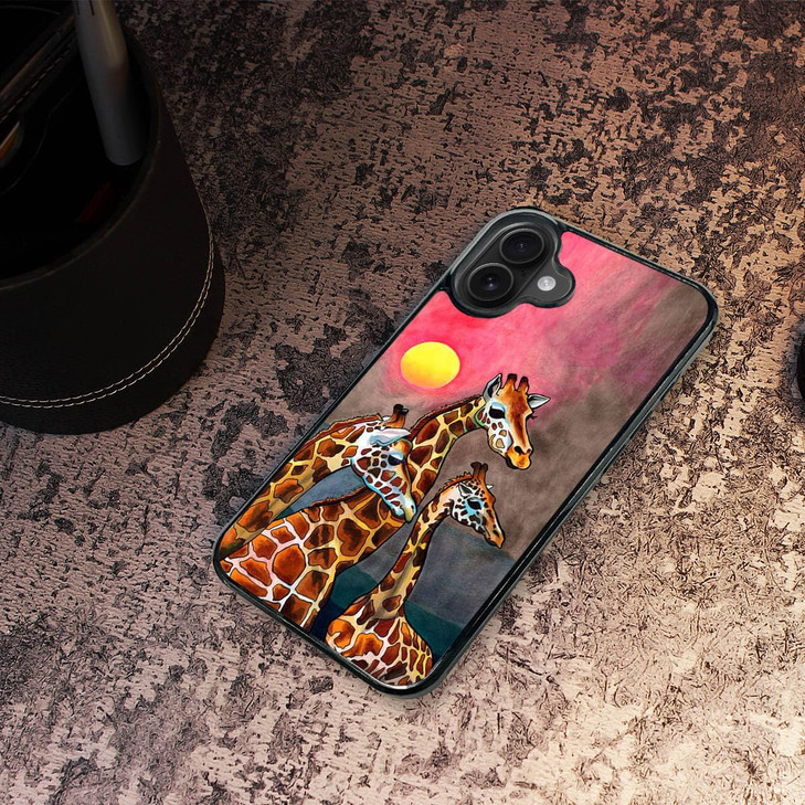 AjourTek for iPhone 16 Plus Durable Protective Soft Back Case Phone Cover HOT12442 Giraffe Family