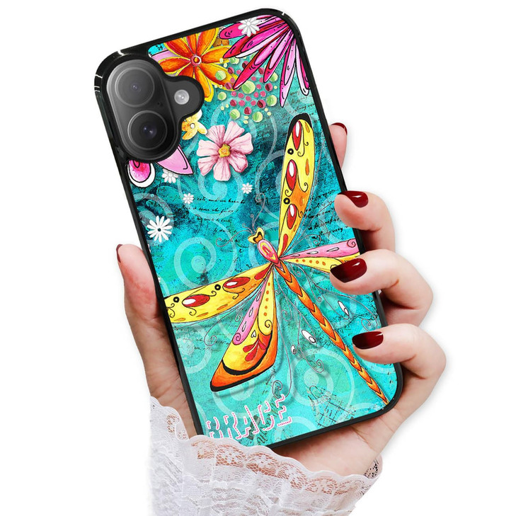 AJOURTEK for iPhone 16 Plus Durable Protective Soft Back Case Phone Cover HOT12284 Flower Dragonfly