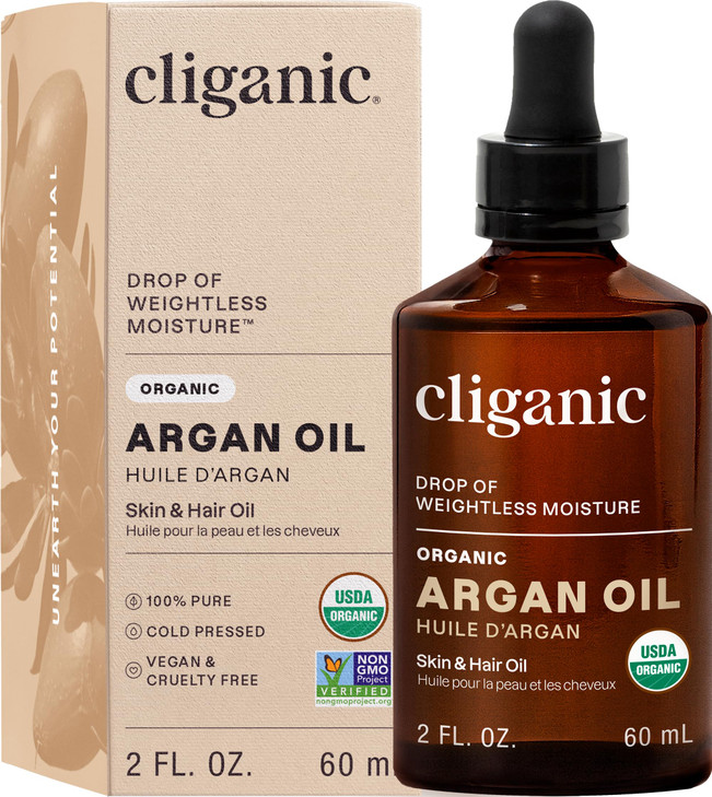 Cliganic Organic Argan Oil, 100% Pure - for Hair, Face & Skin | Cold Pressed Carrier Oil