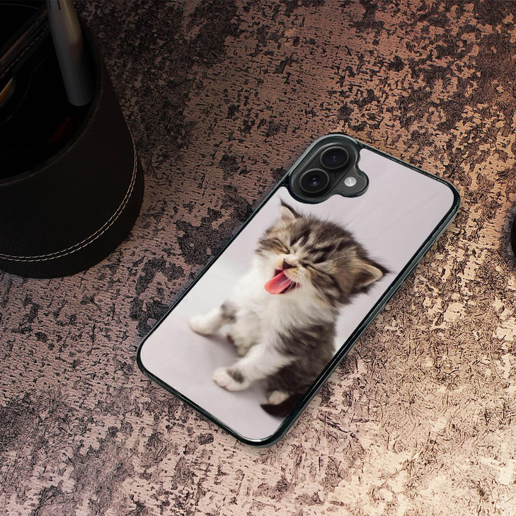 AjourTek for iPhone 16 Durable Protective Soft Back Case Phone Cover HOT12158 Sleepy Kitten Cat