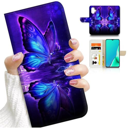 AJOURTEK for iPhone 16 Designed Flip Wallet Phone Case Cover A24225 Blue Butterfly 24225