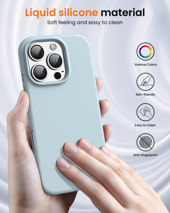 OuXul Designed for iPhone 16 Pro CaseShockproof Liquid Silicone Protective Phone Case with Soft AntiScratch Microfiber L