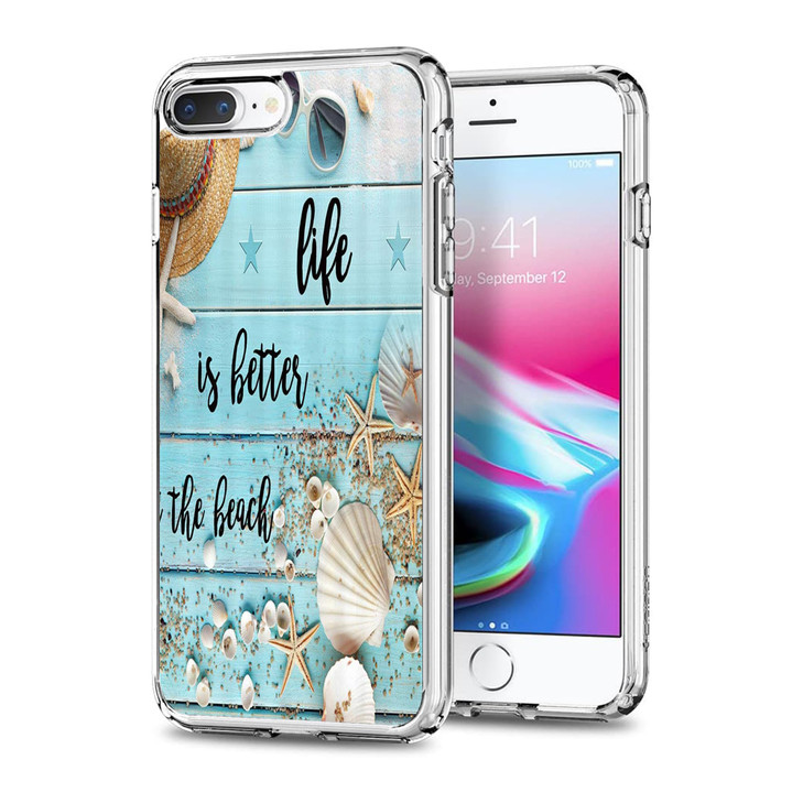Compatible with iPhone 7 Plus Case iPhone 8 Plus Case Beach Teal Rustic Design TPU Shockproof Durability Full Body Prote