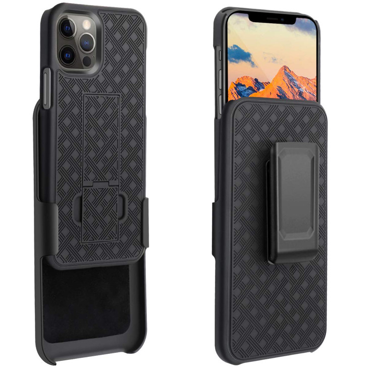 Fingic Compatible with iPhone 12 Pro Max 5G Case Holster Case Combo Shell Slim Rugged with Builtin Kickstand Swivel Belt