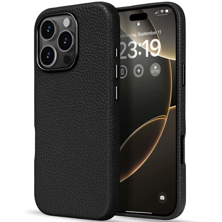 LOHASIC for iPhone 16 Pro Max Case Compatible with MagSafe Business Classic Leather Soft Grip Magnetic Cover Full Body P