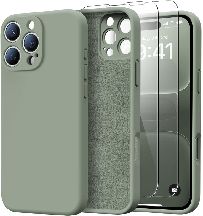 Kiresen for iPhone 16 Pro Max Case with 2 Screen Protectors Compatible with Magsafe Upgraded Camera Protection Liquid Si