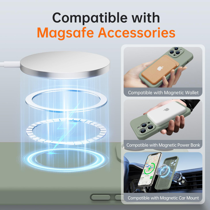 Kiresen for iPhone 16 Pro Max Case with 2 Screen Protectors Compatible with Magsafe Upgraded Camera Protection Liquid Si