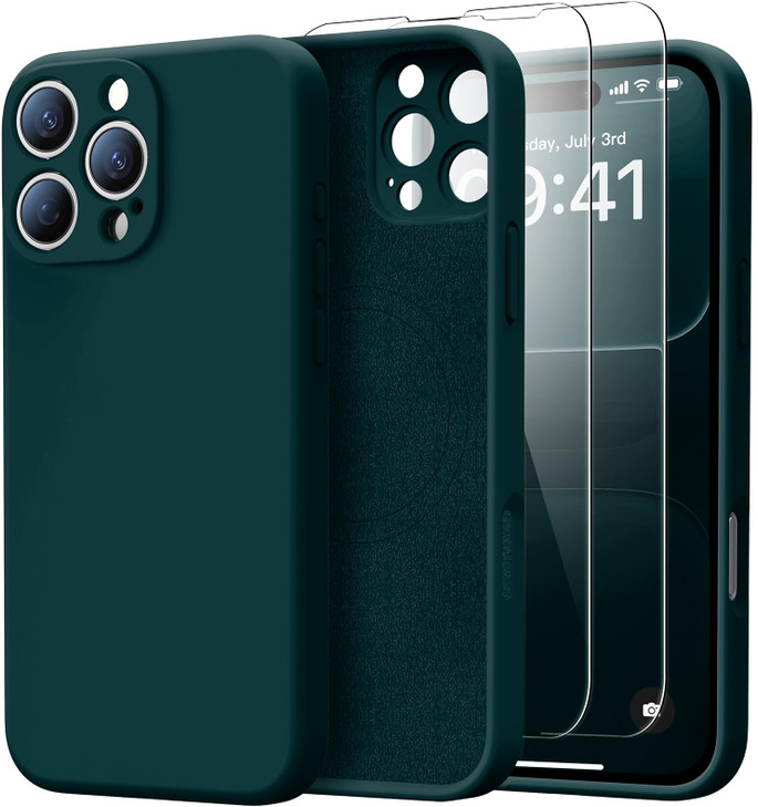 Kiresen for iPhone 16 Pro Max Case with 2 Screen Protectors Compatible with Magsafe Upgraded Camera Protection Liquid Si