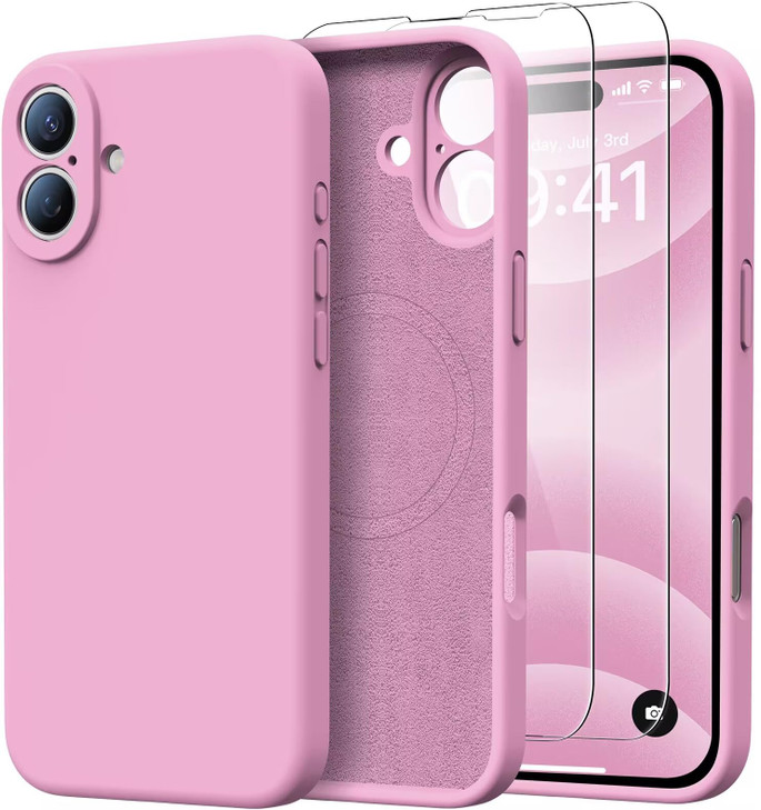 Kiresen for iPhone 16 Case with 2 Screen Protectors Compatible with Magsafe Upgraded Camera Protection Liquid Silicone P