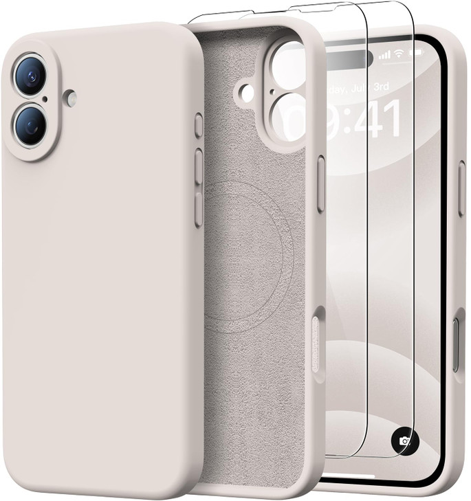 Kiresen for iPhone 16 Case with 2 Screen Protectors Compatible with Magsafe Upgraded Camera Protection Liquid Silicone P