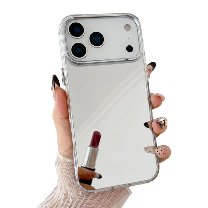 YTanazing for iPhone 17 Pro Mirror Case Women Girls MakeupCute Glass Glossy Mirror Back Hard Case with Clear Soft Silico
