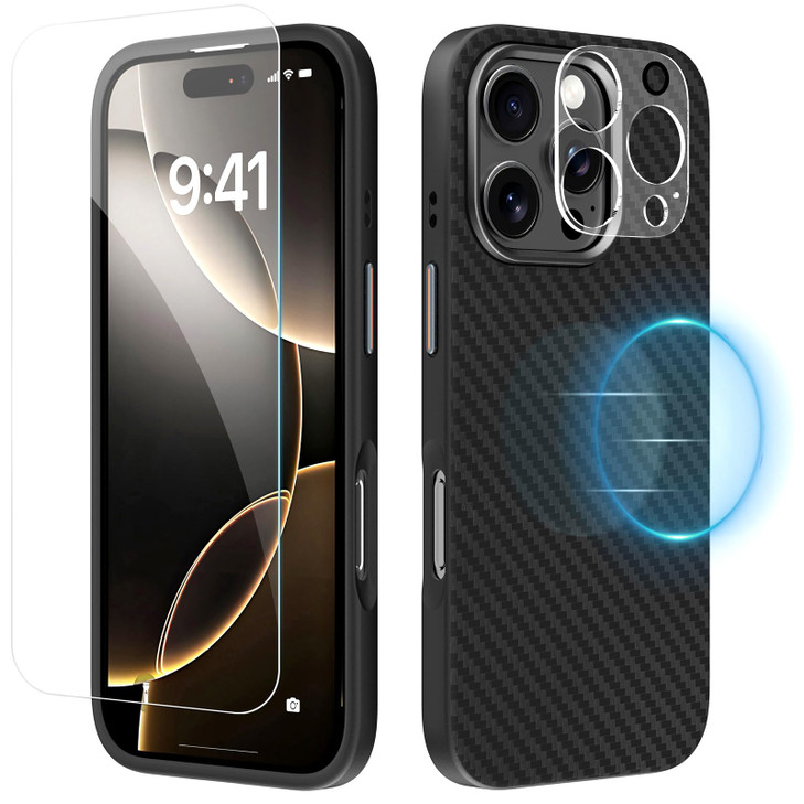 Xlevel for iPhone 16 Pro Max Case Compatible with MagSafe Minimalist Durable Carbon Fiber Texture Cover Slim Light AntiS