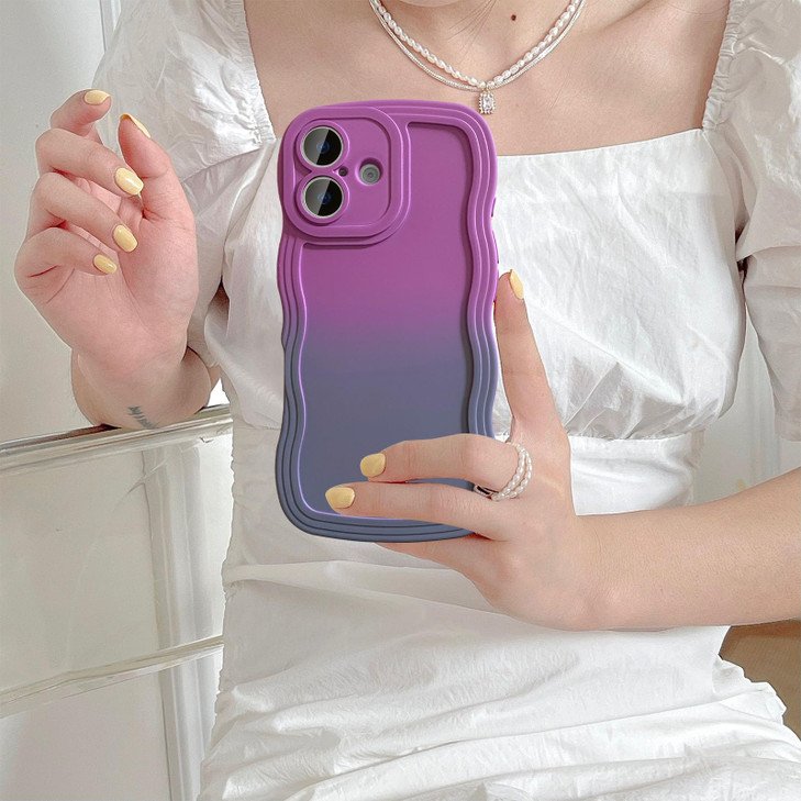 UEEBAI Wave Frame Silicon Case for iPhone 16 Phone Case Cute Wave Frame Slim Fit Shockproof Phone Bumper Cover Soft Pret