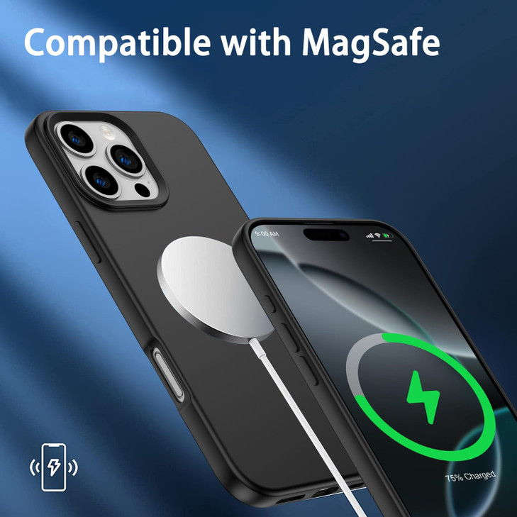 XIMAND for iPhone 16 Pro Max Case Soft Genuine Liquid Silicone Magnetic Compatible with MagSafe Gel Rubber FullBody Bump