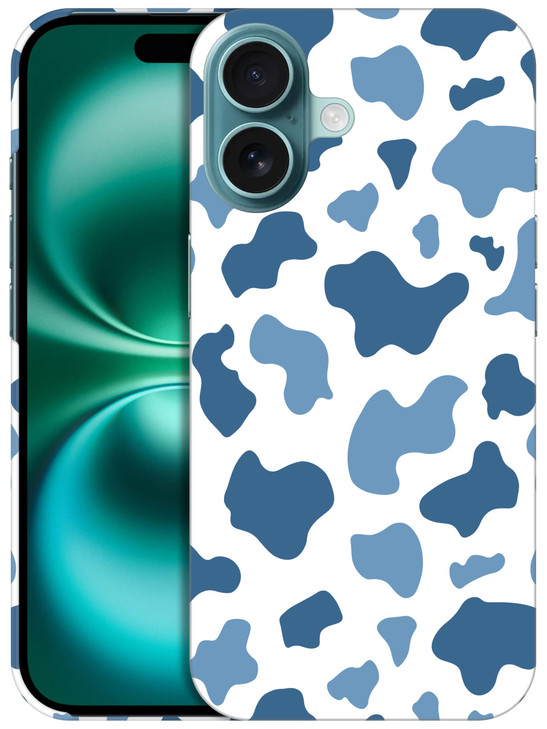 SuzaCase Back Case for iPhone 16 Plus iPhone 16 Plus Case with Stylish Blue Cow Skin Print Design Printed Cute Sleek Dur