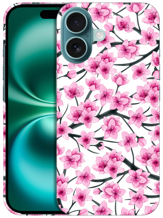 SuzaCase Back Case for iPhone 16 Plus iPhone 16 Plus Case with Stylish Cherry Blossoms Watercolored Design Printed Cute