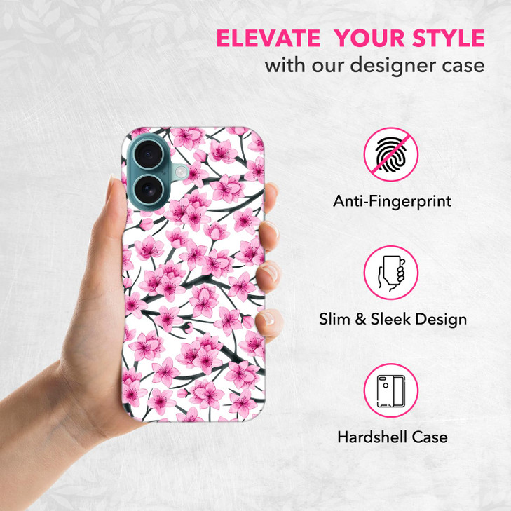SuzaCase Back Case for iPhone 16 Plus iPhone 16 Plus Case with Stylish Cherry Blossoms Watercolored Design Printed Cute