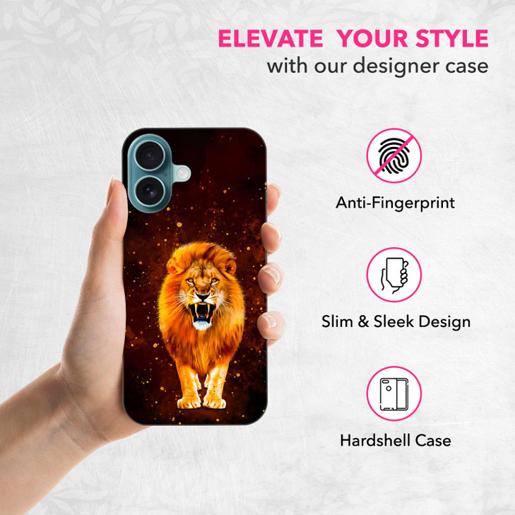 SuzaCase Back Case for iPhone 16 Plus iPhone 16 Plus Case with Stylish Roaring Lion Watercolored Design Printed Cute Sle