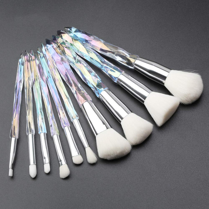 Makeup Brushes Crystal Handle Set, Professional make up brushes Tenmon 10 PCS Crystal Transparent Handle Kabuki Face Powder Foundation Brush Conceale