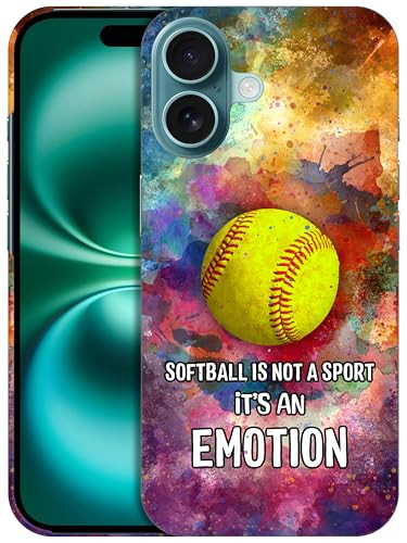 SuzaCase Back Case for iPhone 16 Plus iPhone 16 Plus Case with Stylish Softball Watercolor Splashed Design Printed Cute