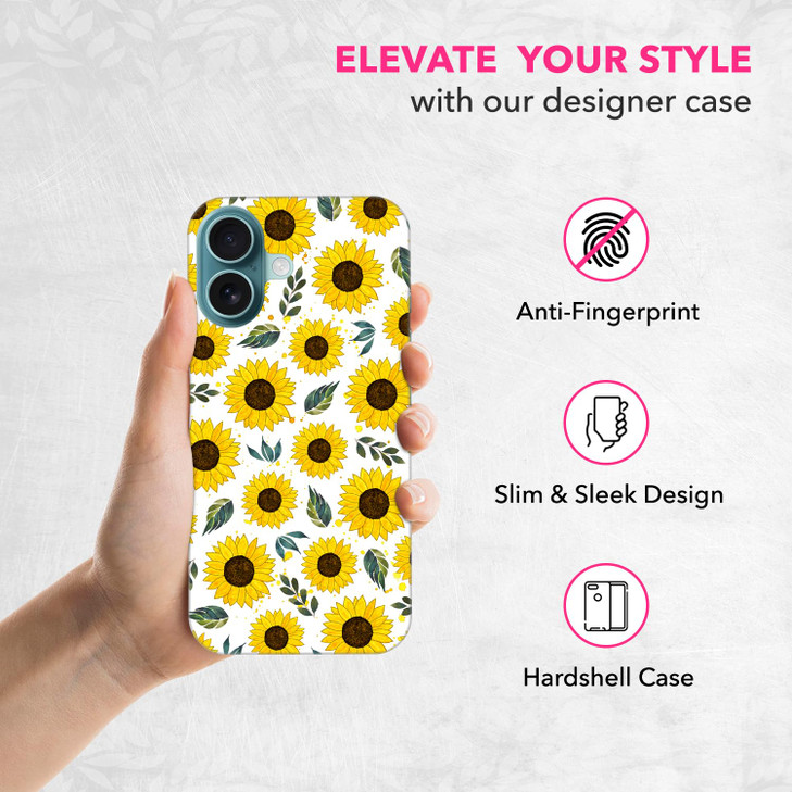 SuzaCase Back Case for iPhone 16 Plus iPhone 16 Plus Case with Stylish Sunflower Watercolored Design Printed Cute Sleek