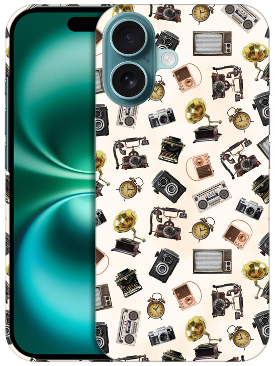 SuzaCase Back Case for iPhone 16 Plus iPhone 16 Plus Case with Stylish Vintage Retro Objects Design Printed Cute Sleek D