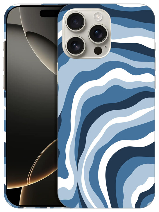 SuzaCase Back Case for iPhone 16 Pro iPhone 16 Pro Case with Stylish Blue Wave Pattern Design Printed Cute Sleek Durable
