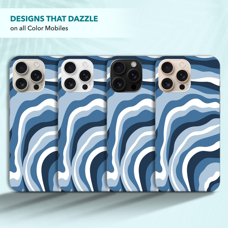 SuzaCase Back Case for iPhone 16 Pro iPhone 16 Pro Case with Stylish Blue Wave Pattern Design Printed Cute Sleek Durable