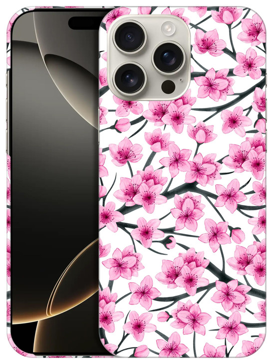 SuzaCase Back Case for iPhone 16 Pro iPhone 16 Pro Case with Stylish Cherry Blossoms Watercolored Design Printed Cute Sl