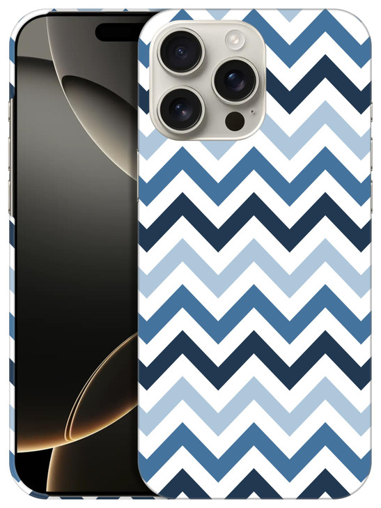 SuzaCase Back Case for iPhone 16 Pro iPhone 16 Pro Case with Stylish Chevron Blue Pattern Design Printed Cute Sleek Dura