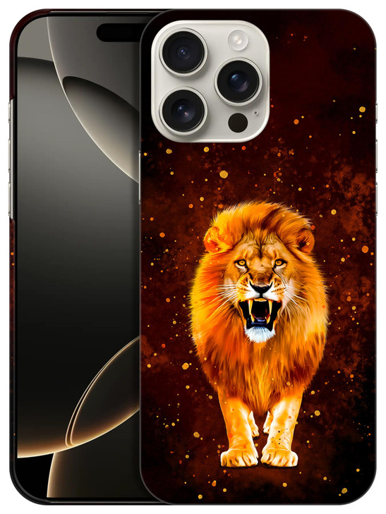 SuzaCase Back Case for iPhone 16 Pro iPhone 16 Pro Case with Stylish Roaring Lion Watercolored Design Printed Cute Sleek