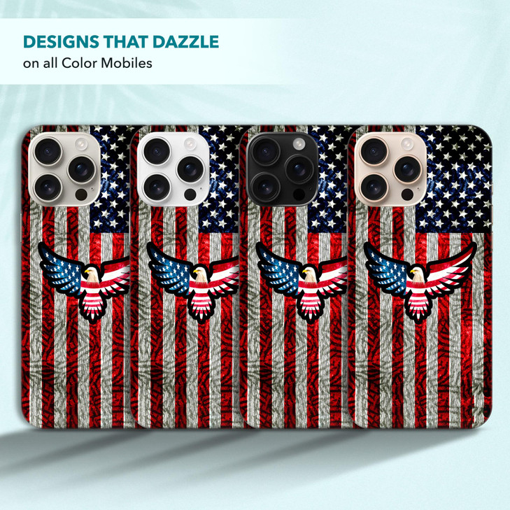 SuzaCase Back Case for iPhone 16 Pro iPhone 16 Pro Case with Stylish USA Flag Bald Eagle Design Printed Cute Sleek Durab