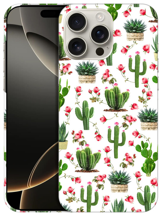 SuzaCase Back Case for iPhone 16 Pro Max iPhone 16 Pro Max Case with Stylish Cactus Floral Pattern Design Printed Cute S