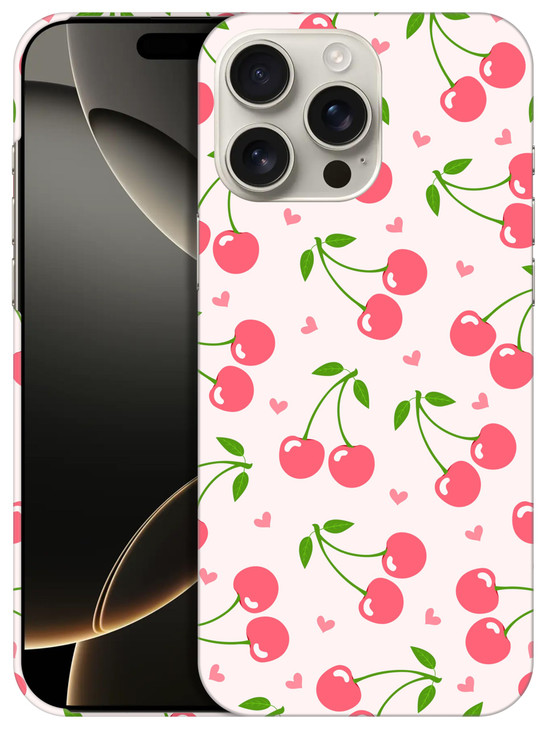 SuzaCase Back Case for iPhone 16 Pro Max iPhone 16 Pro Max Case with Stylish Cherry Pink Pattern Design Printed Cute Sle