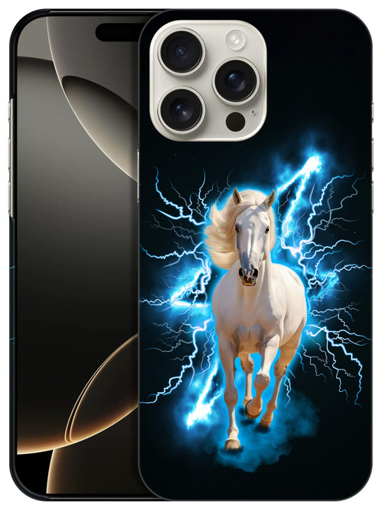 SuzaCase Back Case for iPhone 16 Pro Max iPhone 16 Pro Max Case with Stylish Horse Lightning Design Printed Cute Sleek D