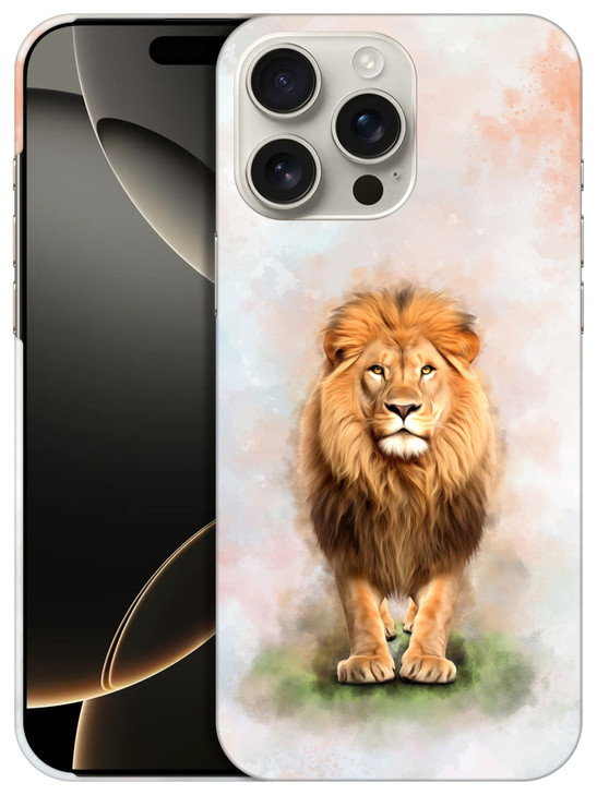 SuzaCase Back Case for iPhone 16 Pro Max iPhone 16 Pro Max Case with Stylish Lion Watercolored Design Printed Cute Sleek
