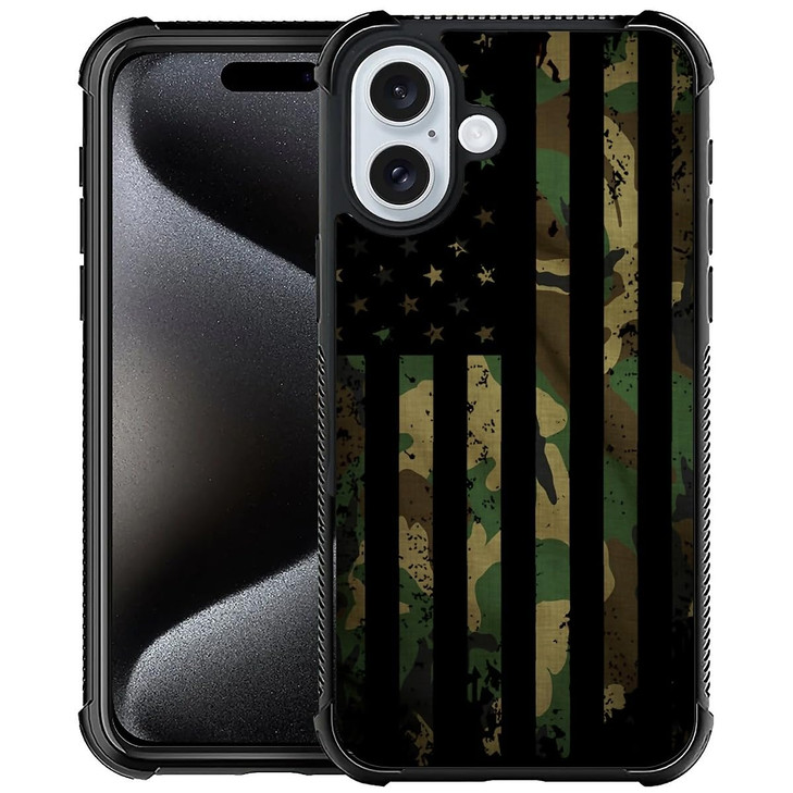 ZHEGAILIAN Compatible with iPhone 16 Plus CaseCamo Flag Black Pattern AntiScratch Case for iPhone 16 Plus for Girls Boys