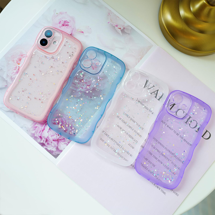 Cyberowl Compatible with iPhone 16 2024Cute Kawaii Bling Sparkle Glitter Frame Shape Soft Silicone Shockproof Protective