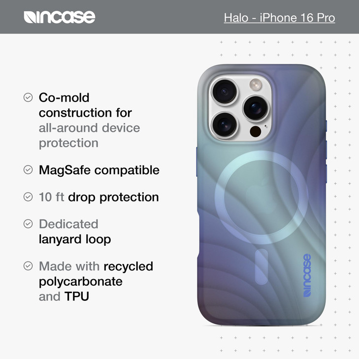 Incase Halo Case for iPhone 16 Hydro Dip MagSafe Compatible Apple iPhone Case 10 Ft Drop Protection Protective Cover wit