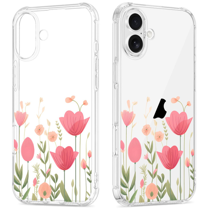 GREATRULY Floral Clear Case for iPhone 16 Plus for Women GirlsCute Flowers Design Phone CoverSlim Soft Transparent Drop