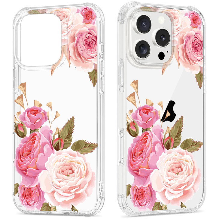 GREATRULY Floral Clear Case for iPhone 16 Pro for Women GirlsCute Flowers Design Phone CoverSlim Soft Transparent Drop P
