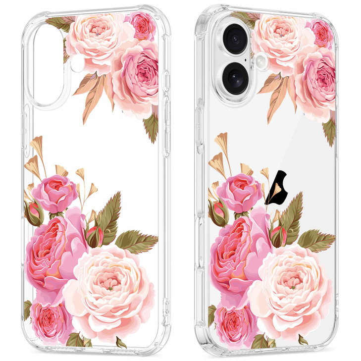 GREATRULY Floral Clear Case for iPhone 16 for Women GirlsCute Flowers Design Phone CoverSlim Soft Transparent Drop Proof