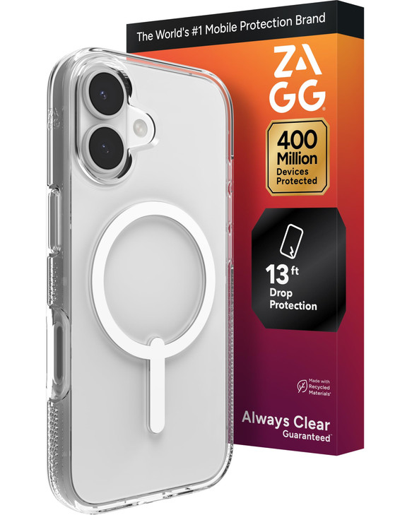 ZAGG Crystal Palace Case for iPhone 17 Clear Drop Protection 13ft4m ClearGuard AntiYellowing ScratchResistant MagSafe Wi